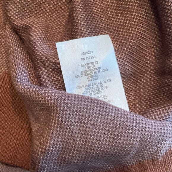 Belle by Kim Gravel 2X Brown Camouflage Oversized Intarsia V-Neck Sweater A52028 - Picture 5 of 5